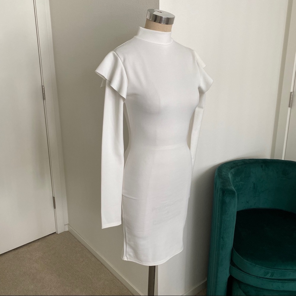 Missguided White Scuba High Neck Bodycon Dress
